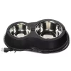 K&H Pet Products Thermo-Kitty Cafe Cat Feeder, Stainless/Black, 2-Bowls 12 Ounce + 24 Ounce