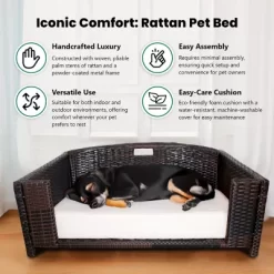 Iconic Pet Rattan Indoor/Outdoor Rectangular Pet Bed 18 Iconic Pet Rattan Indoor/Outdoor Rectangular Pet Bed -Pet Supply Store 1274519 A2