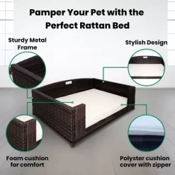 Iconic Pet Rattan Indoor/Outdoor Rectangular Pet Bed 21 Iconic Pet Rattan Indoor/Outdoor Rectangular Pet Bed -Pet Supply Store 1274519 A5