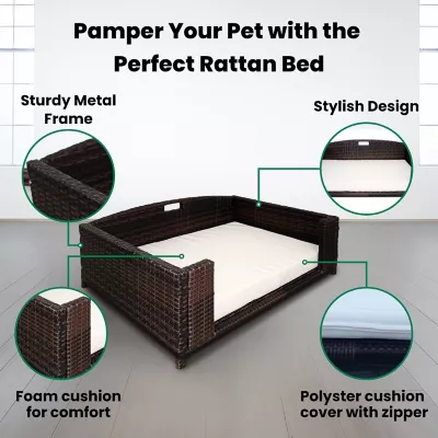 Iconic Pet Rattan Indoor/Outdoor Rectangular Pet Bed 9 Iconic Pet Rattan Indoor/Outdoor Rectangular Pet Bed - Image 9
