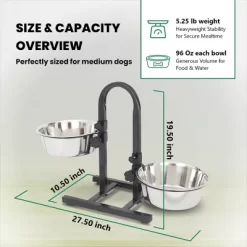 Iconic Pet U-Design Adjustable Elevated Stainless Steel Pet Double Diner For Dogs, 8 Cups, 2-Bowls 14 Iconic Pet U-Design Adjustable Elevated Stainless Steel Pet Double Diner For Dogs, 8 Cups, 2-Bowls -Pet Supply Store 1274680 A4
