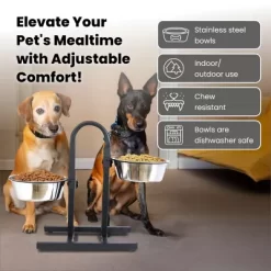 Iconic Pet U-Design Adjustable Elevated Stainless Steel Pet Double Diner For Dogs, 8 Cups, 2-Bowls 18 Iconic Pet U-Design Adjustable Elevated Stainless Steel Pet Double Diner For Dogs, 8 Cups, 2-Bowls -Pet Supply Store 1274680 A8