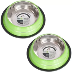 Iconic Pet Color Splash Stripe Non-Skid Stainless Steel Pet Bowls For Dog Or Cat, 2-Bowls, 51468