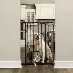 Carlson Black Extra Tall Pet Gate With Pet Door, 29 In. To 39 In.