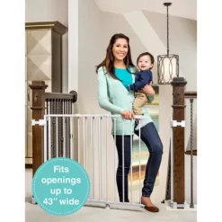 Regalo Top Of Stairs Expandable Metal Pet Gate, With Mounting Kit, 28 In. To 43 In., White