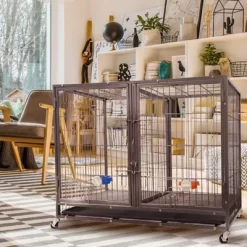 Go Pet Club Heavy-Duty 2-Door Metal Stackable Cat/Dog Crate With Divider And Water Bowls, 44.25 In. 14 Go Pet Club Heavy-Duty 2-Door Metal Stackable Cat/Dog Crate With Divider And Water Bowls, 44.25 In. -Pet Supply Store 1336377 A6
