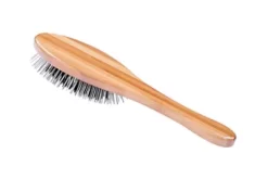 Bass The Hybrid Groomer Shine & Condition Pet Brush, Natural Bristle, Alloy Pin, Pure Bamboo Handle, Dark Finish, A1 - DB -Pet Supply Store 1350444 A3