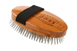 Bass Style & Detangle 100% Premium Alloy Pin Pet Grooming Brush With Pure Bamboo Handle, Palm Style, Oak Wood Finish -Pet Supply Store 1350494 A3