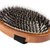 Bass Shine & Condition 100% Natural Bristle/Nylon Pin Pet Grooming Brush With Pure Bamboo Handle, Palm Style, Dark Finish