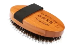 Bass Shine & Condition 100% Natural Bristle/Nylon Pin Pet Grooming Brush With Pure Bamboo Handle, Palm Style, Dark Finish -Pet Supply Store 1350496 A3