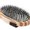 Bass Shine & Condition 100% Natural Bristle/Nylon Pin Pet Grooming Brush With Pure Bamboo Handle, Palm Style, Striped