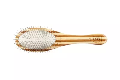 Bass Style & Detangle Pet Brush, 100% Premium Alloy Pin, Pure Bamboo Handle, Medium, Oval Striped Finish, A9 - SB 2 Bass Style & Detangle Pet Brush, 100% Premium Alloy Pin, Pure Bamboo Handle, Medium, Oval Striped Finish, A9 - SB - Image 2