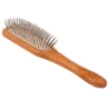 Bass Style & Detangle Pet Brush, 100% Premium Alloy Pin, Pure Bamboo Handle, Medium, Paddle Oak Wood Finish, A11 - DB