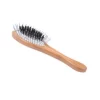 Bass The Hybrid Groomer Shine & Condition Pet Brush, Natural Bristle, Alloy Pin Pure Bamboo Handle, Small, Oval, Oak Wood Finish
