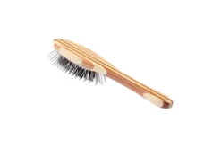 Bass The Hybrid Groomer Shine & Condition Pet Brush, Natural Bristle, Alloy Pin Pure Bamboo Handle, Striped Finish, A13 - SB -Pet Supply Store 1350509 A3