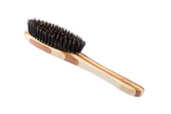 Bass Shine & Condition Pet Brush, 100% Premium Natural Bristle, Pure Bamboo Handle, Full Oval, Striped Finish, A14 - SB