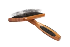 Bass De-matting Pet Brush, 100% Premium Alloy Pin, SOFT Pure Bamboo Handle, Large, Slicker Style, Oak Wood Finish, A19 - DB