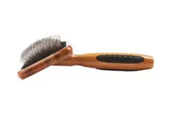 Bass De-matting Pet Brush, 100% Premium Alloy Pin, SOFT Pure Bamboo Handle, Large, Slicker Style, Oak Wood Finish, A19 - DB -Pet Supply Store 1350520 A2