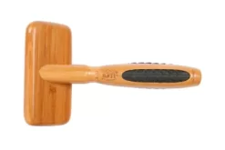 Bass De-matting Pet Brush, 100% Premium Alloy Pin, SOFT Pure Bamboo Handle, Large, Slicker Style, Oak Wood Finish, A19 - DB -Pet Supply Store 1350520 A4