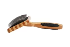 Bass De-matting Pet Brush, 100% Premium Alloy Pin, SOFT Pure Bamboo Handle, Large, Slicker Style, Striped Finish, A19 - SB -Pet Supply Store 1350521 A2