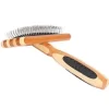 Bass De-matting Pet Brush, 100% Premium Alloy Pin, FIRM Pure Bamboo Handle, Medium, Slicker Style Striped Finish, A20 - SB