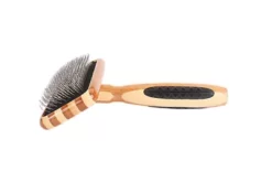 Bass De-matting Pet Brush, 100% Premium Alloy Pin, FIRM Pure Bamboo Handle, Medium, Slicker Style Striped Finish, A20 - SB -Pet Supply Store 1350523 A2