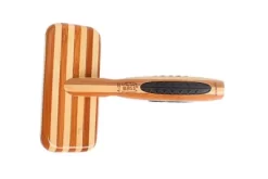 Bass De-matting Pet Brush, 100% Premium Alloy Pin, FIRM Pure Bamboo Handle, Medium, Slicker Style Striped Finish, A20 - SB -Pet Supply Store 1350523 A4