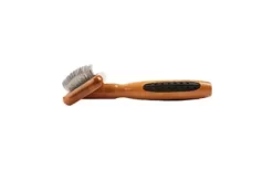 Bass De-matting Pet Brush, 100% Premium Alloy Pin, SOFT Pure Bamboo Handle, Small, Slicker Style, Oak Wood Finish -Pet Supply Store 1350524 A2