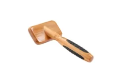 Bass De-matting Pet Brush, 100% Premium Alloy Pin, SOFT Pure Bamboo Handle, Small, Slicker Style, Oak Wood Finish -Pet Supply Store 1350524 A3
