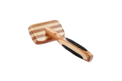 Bass De-matting Pet Brush, 100% Premium Alloy Pin, SOFT Pure Bamboo Handle, Small, Slicker Style, Striped Finish, A21 - SB -Pet Supply Store 1350525 A3
