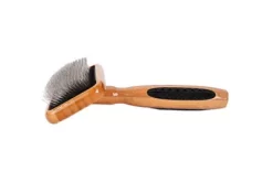 Bass De-matting Pet Brush, 100% Premium Alloy Pin, SOFT Pure Bamboo Handle, Medium, Slicker Style, Oak Wood Finish, A23 - DB -Pet Supply Store 1350526 A2