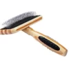 Bass De-matting Pet Brush, 100% Premium Alloy Pin, SOFT Pure Bamboo Handle, Medium, Slicker Style, Striped Finish, A23 - SB