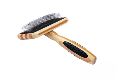 Bass De-matting Pet Brush, 100% Premium Alloy Pin, SOFT Pure Bamboo Handle, Medium, Slicker Style, Striped Finish, A23 - SB 1 Bass De-matting Pet Brush, 100% Premium Alloy Pin, SOFT Pure Bamboo Handle, Medium, Slicker Style, Striped Finish, A23 - SB