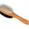 Bass Dual-Sided Pet Brush, 100% Premium Natural Bristle, Alloy Pin, Pure Bamboo Handle, Oak Wood Finish, A22 - DB