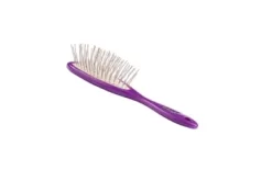 Bass Style & Detangle Pet Brush, 100% Premium Alloy Pin, High Polish Acrylic Handle, Small, Oval, Purple Finish, 57 - RLP