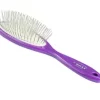 Bass Style & Detangle Pet Brush, 100% Premium Alloy Pin, High Polish Acrylic Handle, Large, Oval, Purple Finish, 58 - RLP
