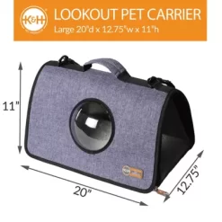 K&H Pet Products Lookout Pet Carrier, Large, Denim, 20 In. X 12.75 In. X 11 In. -Pet Supply Store 1350688 A3