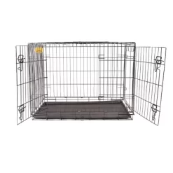 KennelMaster 2-Door Steel Folding Pet Kennel Pet Crate, 24 In.
