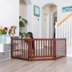 Primetime Petz 24 In. 360 Configurable Pet Gate, Walnut -Pet Supply Store 1359337 A2