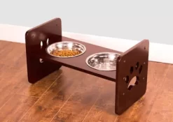 Zoovilla Adjustable Elevated Stainless Steel Pet Feeder, 4.1 Cups, 2-Bowls -Pet Supply Store 1420862 A3