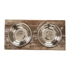 Huntley Equestrian Berjen Elevated Wood Double Diner Pet Bowls, 2-Bowls -Pet Supply Store 1443683 A5