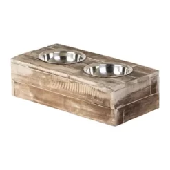 Huntley Equestrian Berjen Elevated Wood Double Diner Pet Bowls, 2-Bowls -Pet Supply Store 1443683 A6