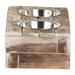 Huntley Equestrian Berjen Elevated Wood Double Diner Pet Bowls, 2-Bowls -Pet Supply Store 1443683 A7