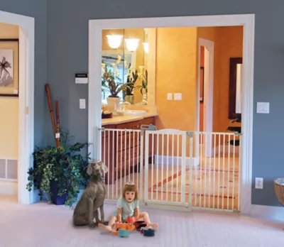 Richell Tall One-Touch Pet Gate II, 32.1 In. To 62.8 In., Origami White 1 Richell Tall One-Touch Pet Gate II, 32.1 In. To 62.8 In., Origami White