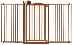 Richell Tall One-Touch Pet Gate II, 32.1 In. To 62.8 In., Brown