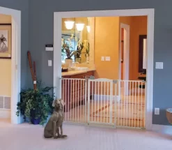 Richell Tall One-Touch Pet Gate II, 32.1 In. To 62.8 In., Brown -Pet Supply Store 1456930 A2