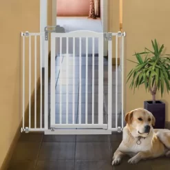 Richell Tall One-Touch Pet Gate II, 32.1 In. To 36.4 In., White