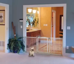 Richell One Touch Pet Gate II Wide, 32.1 In. To 62.8 In., White