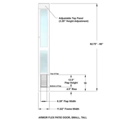 High Tech Pet Armor Flex Patio Pet Door, Small Opening Tall Height, 6.38 In. X 13.38 In. Opening -Pet Supply Store 1457547 A5