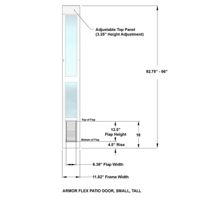 High Tech Pet Armor Flex Patio Pet Door, Small Opening Tall Height, 6.38 In. X 13.38 In. Opening 6 High Tech Pet Armor Flex Patio Pet Door, Small Opening Tall Height, 6.38 In. X 13.38 In. Opening - Image 6